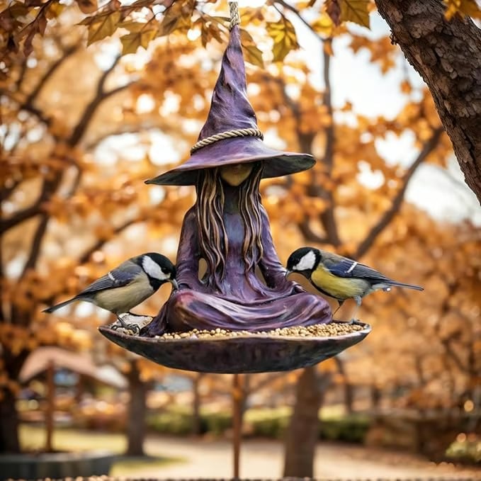 Meditating Witch Garden Bird Feeder