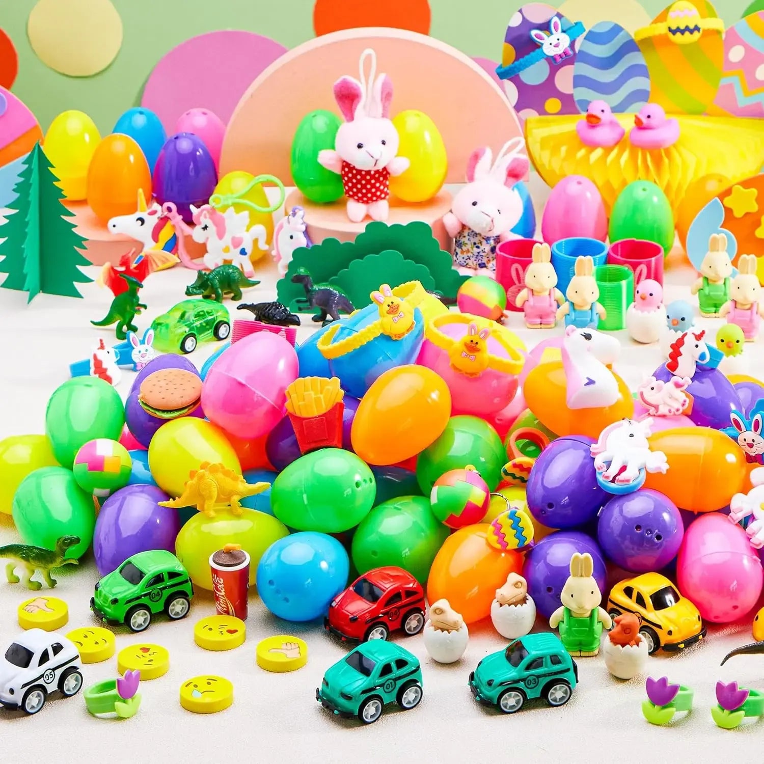 Easter Egg Hunt Set - Prefilled Eggs with Toys & Stickers (36-200 Pcs) | Kids Party Favors, Basket Stuffers & Classroom Prizes