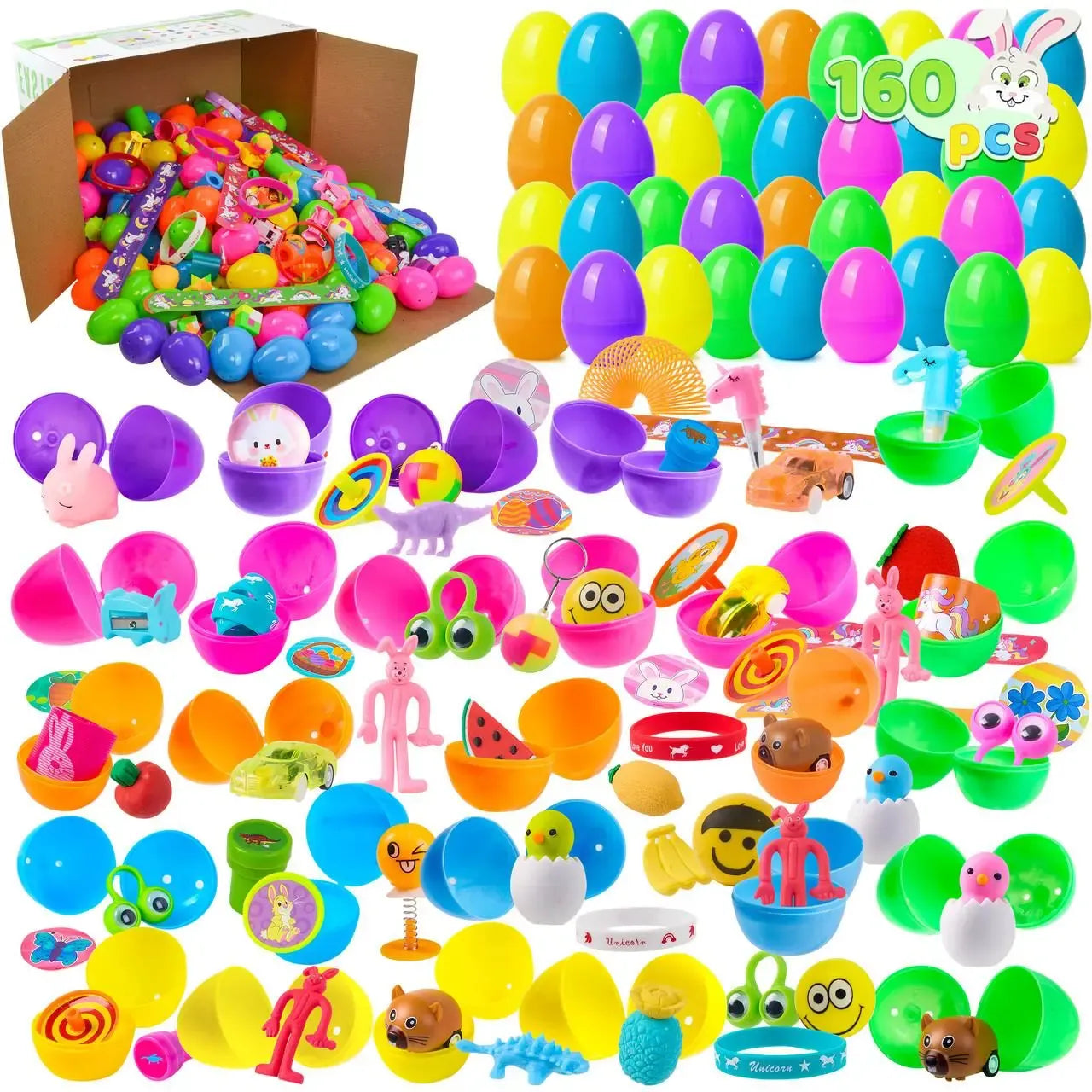 Easter Egg Hunt Set - Prefilled Eggs with Toys & Stickers (36-200 Pcs) | Kids Party Favors, Basket Stuffers & Classroom Prizes