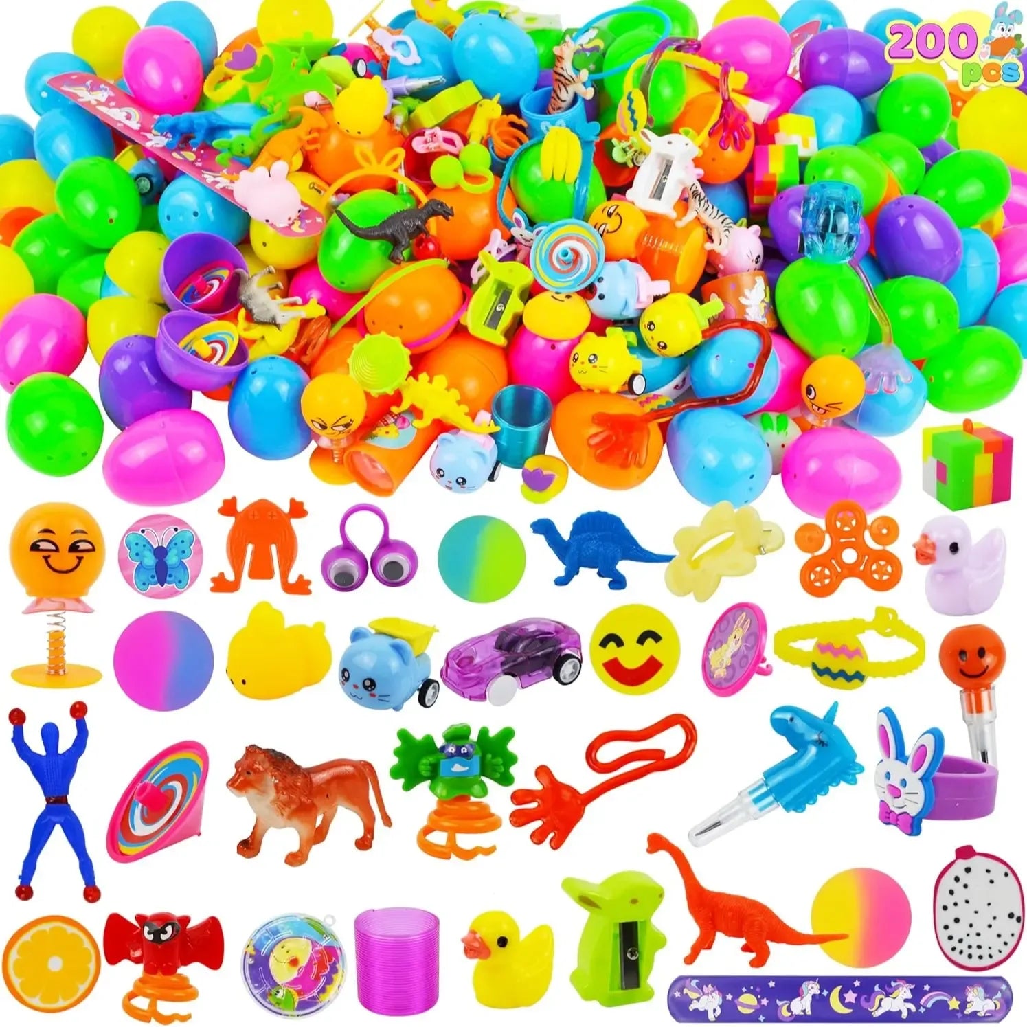 Easter Egg Hunt Set - Prefilled Eggs with Toys & Stickers (36-200 Pcs) | Kids Party Favors, Basket Stuffers & Classroom Prizes