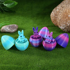 SHUWND 6PCS Set 3D Printed Bunny with Easter Egg, Mini Easter Eggs Fidget Toy 3D Articulated Crystal Bunny Eggs Mystery Egg Easter Basket Stuffers Surprise 3D Printed Animals Toy Set