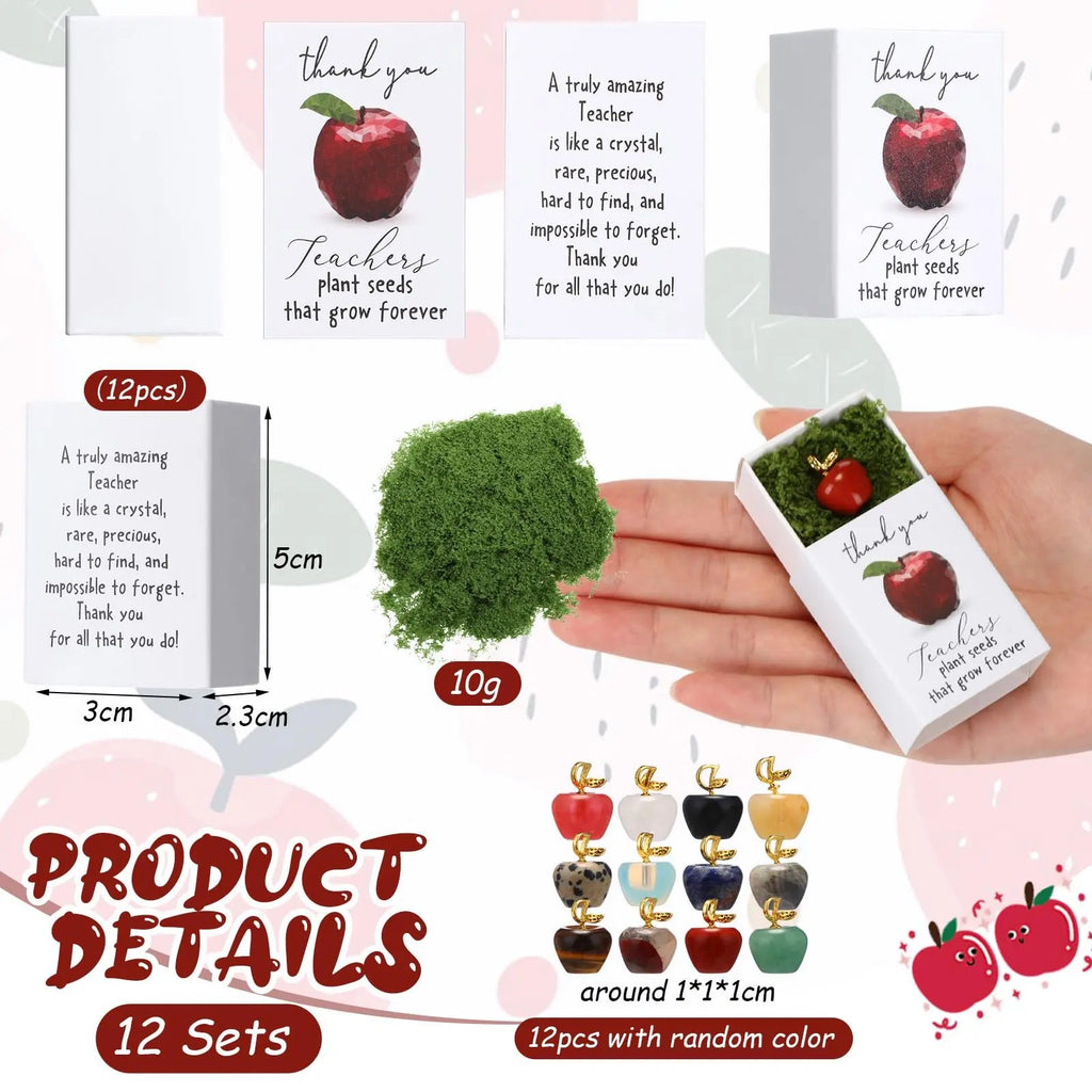 👩‍🏫💖Teacher Appreciation Crystal Apple Gift Set – Bulk 12/24 Packs🍎Ready to gift — no wrapping stress!🎁