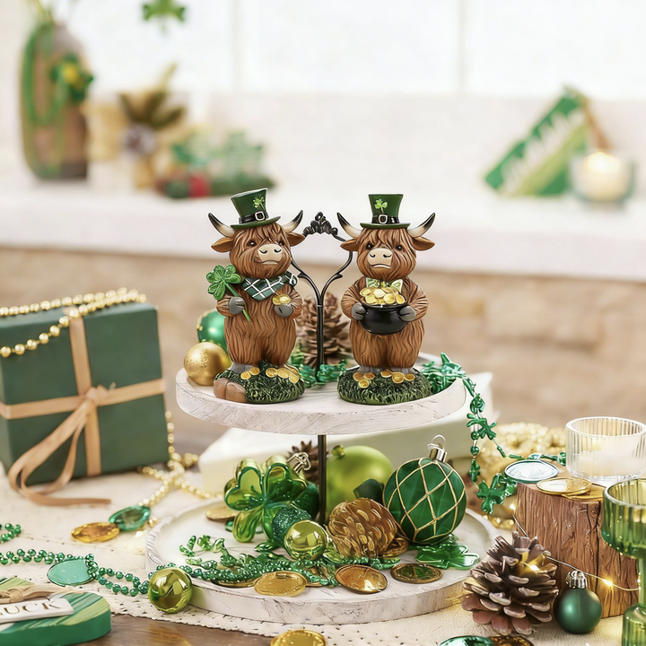 🍀St. Patrick’s Day Highland Cow Figurines💋