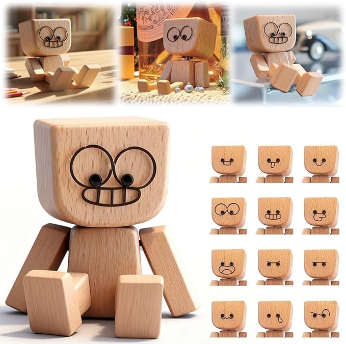 🔥Last Day 49% OFF - ❤🎁Shaking Feet Wooden Figure with 12PCS Magnetic Expressions