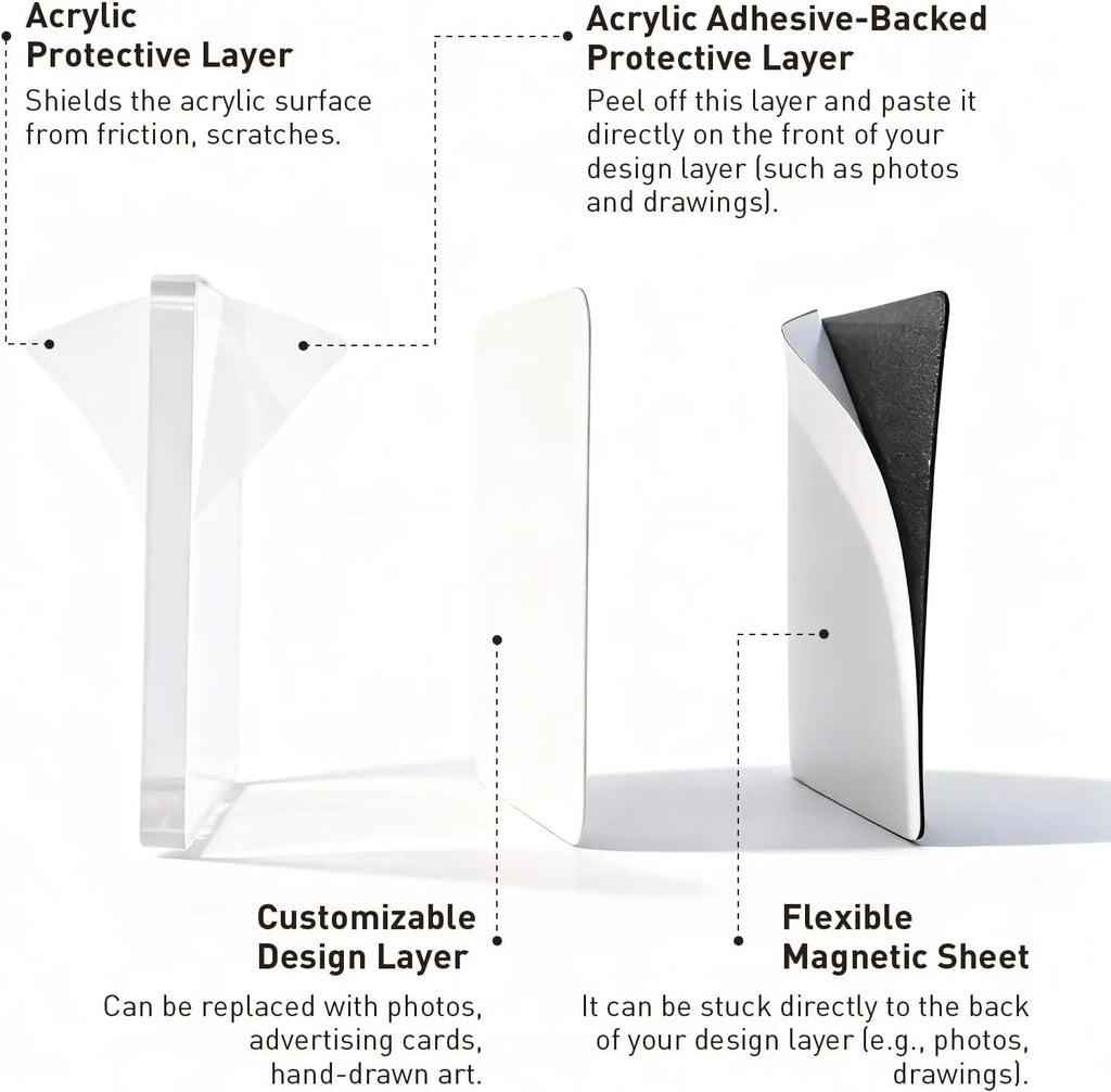 ✂🎞10 Pack 2"x2" Clear Acrylic DIY Fridge Magnets Set with Adhesive Backing – Square Magnetic Photo Frames💕