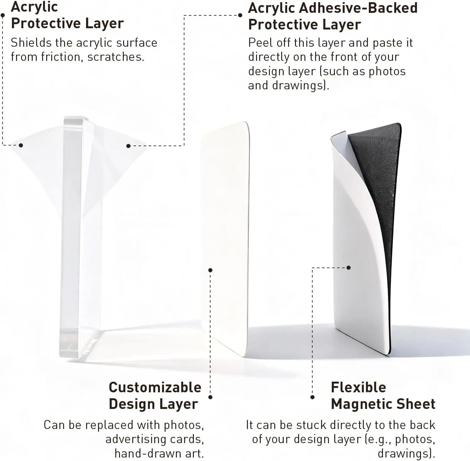 ✂🎞10 Pack 2"x2" Clear Acrylic DIY Fridge Magnets Set with Adhesive Backing – Square Magnetic Photo Frames💕