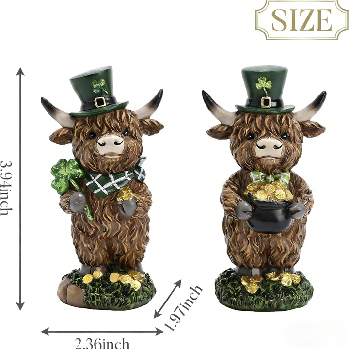 🍀St. Patrick’s Day Highland Cow Figurines💋