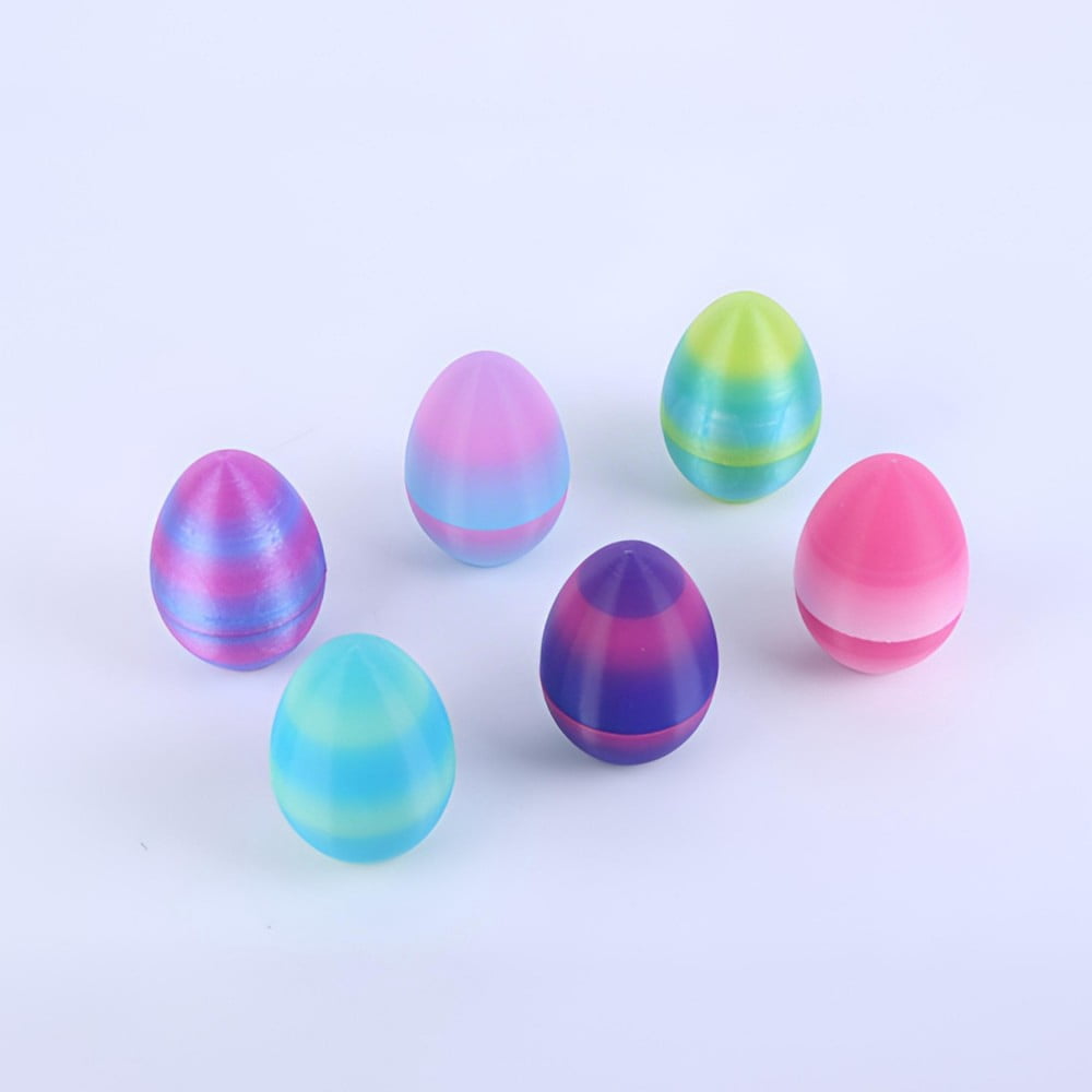 SHUWND 6PCS Set 3D Printed Bunny with Easter Egg, Mini Easter Eggs Fidget Toy 3D Articulated Crystal Bunny Eggs Mystery Egg Easter Basket Stuffers Surprise 3D Printed Animals Toy Set