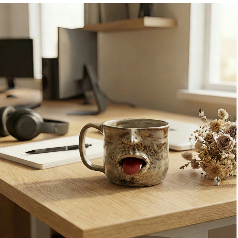 Handmade Face-shaped Ceramic Mug