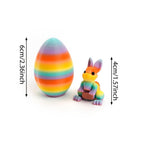 SHUWND 6PCS Set 3D Printed Bunny with Easter Egg, Mini Easter Eggs Fidget Toy 3D Articulated Crystal Bunny Eggs Mystery Egg Easter Basket Stuffers Surprise 3D Printed Animals Toy Set