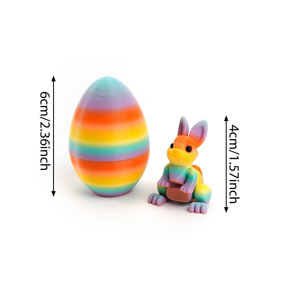 SHUWND 6PCS Set 3D Printed Bunny with Easter Egg, Mini Easter Eggs Fidget Toy 3D Articulated Crystal Bunny Eggs Mystery Egg Easter Basket Stuffers Surprise 3D Printed Animals Toy Set