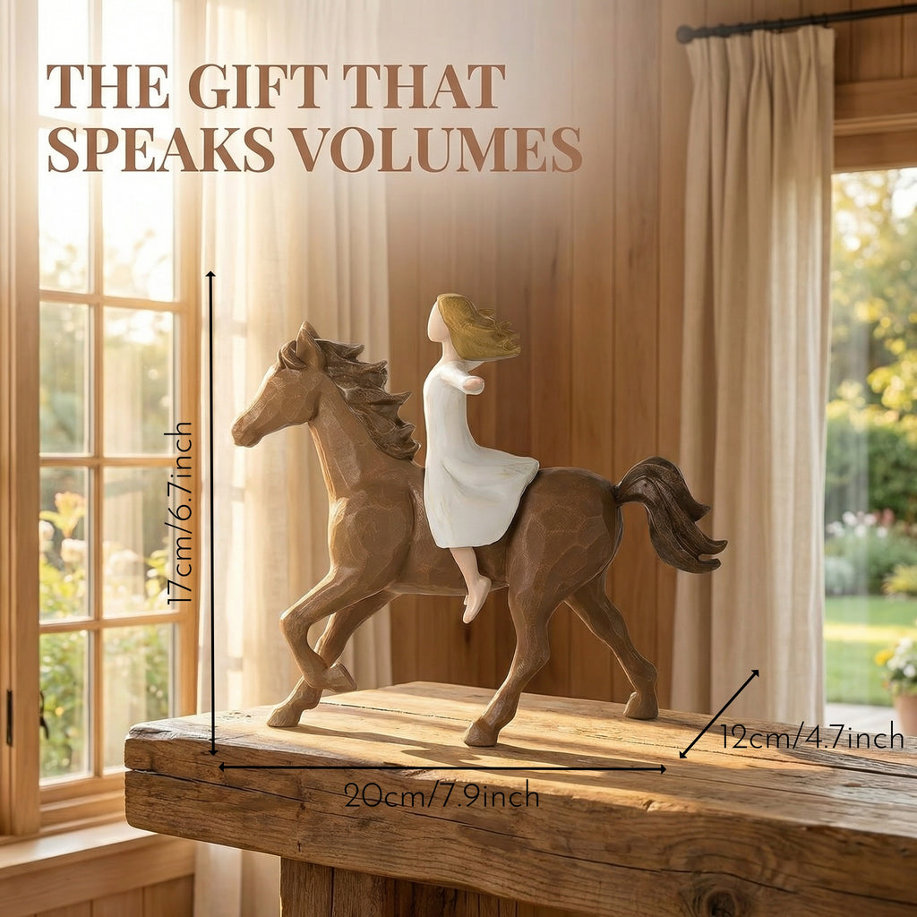 Handmade Resin Girl Riding Horse Figurine