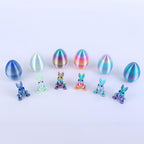 SHUWND 6PCS Set 3D Printed Bunny with Easter Egg, Mini Easter Eggs Fidget Toy 3D Articulated Crystal Bunny Eggs Mystery Egg Easter Basket Stuffers Surprise 3D Printed Animals Toy Set