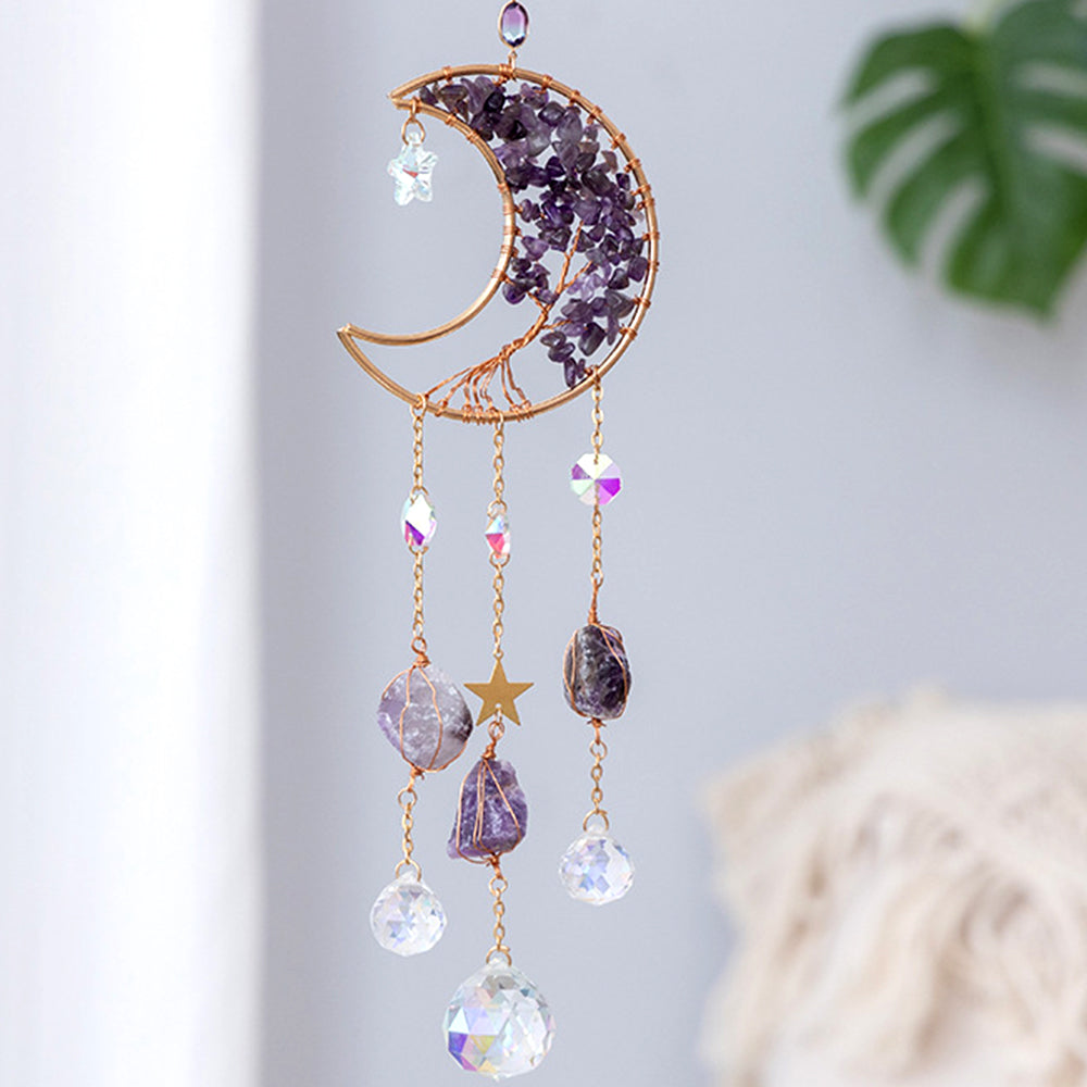 Moon Shape Tree of Life Sun Catcher Wind Chime