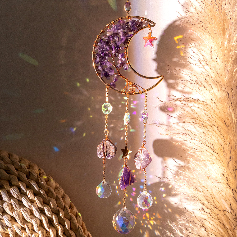 Moon Shape Tree of Life Sun Catcher Wind Chime