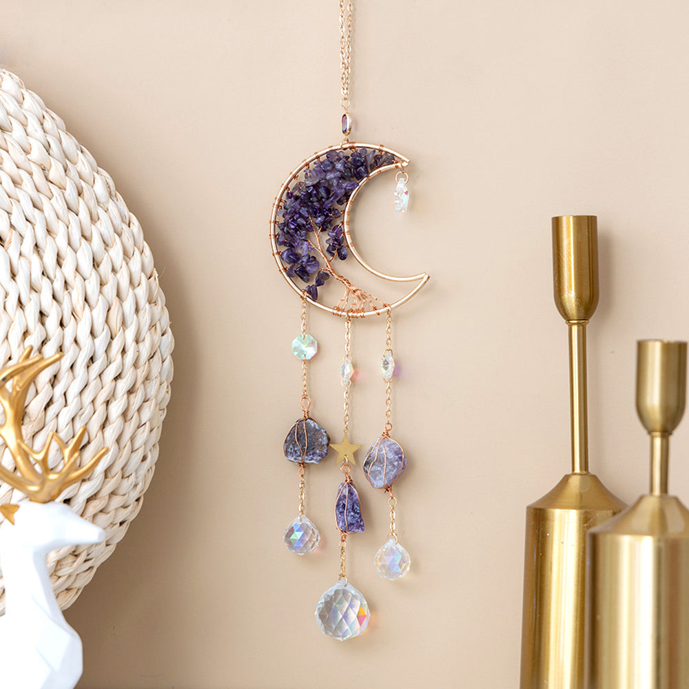 Moon Shape Tree of Life Sun Catcher Wind Chime