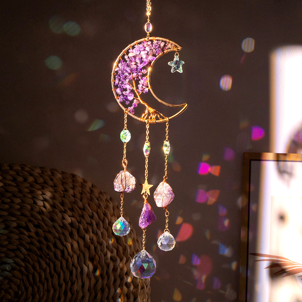 Moon Shape Tree of Life Sun Catcher Wind Chime