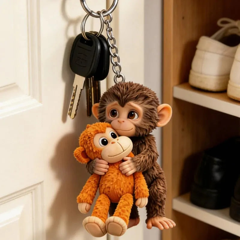 Monkey Hugging Monkey Keychain -Gift For Family, Friends, Loved Ones💋