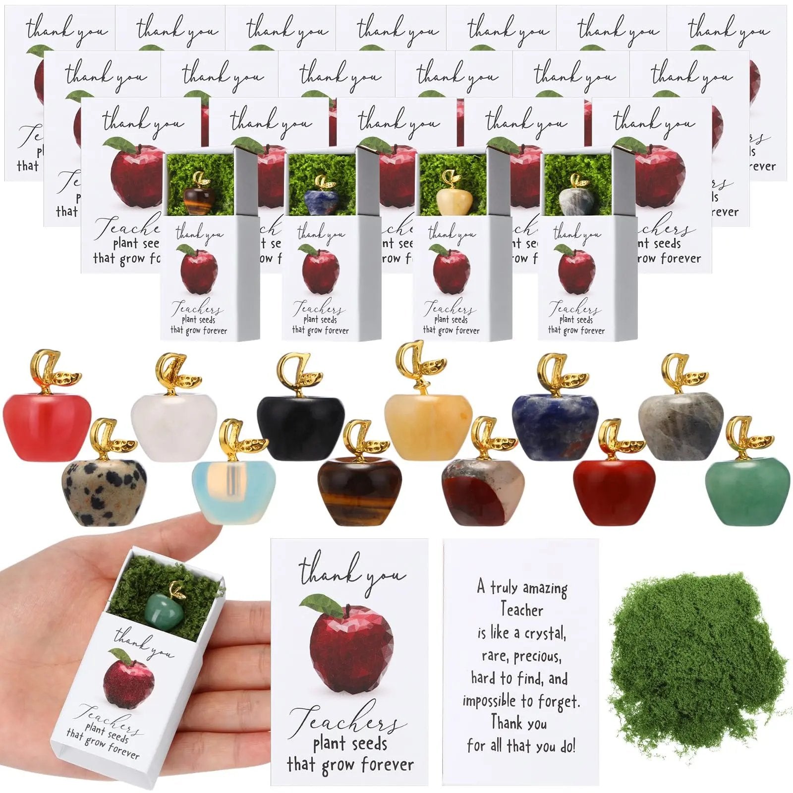 👩‍🏫💖Teacher Appreciation Crystal Apple Gift Set – Bulk 12/24 Packs🍎Ready to gift — no wrapping stress!🎁