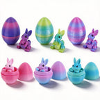 SHUWND 6PCS Set 3D Printed Bunny with Easter Egg, Mini Easter Eggs Fidget Toy 3D Articulated Crystal Bunny Eggs Mystery Egg Easter Basket Stuffers Surprise 3D Printed Animals Toy Set