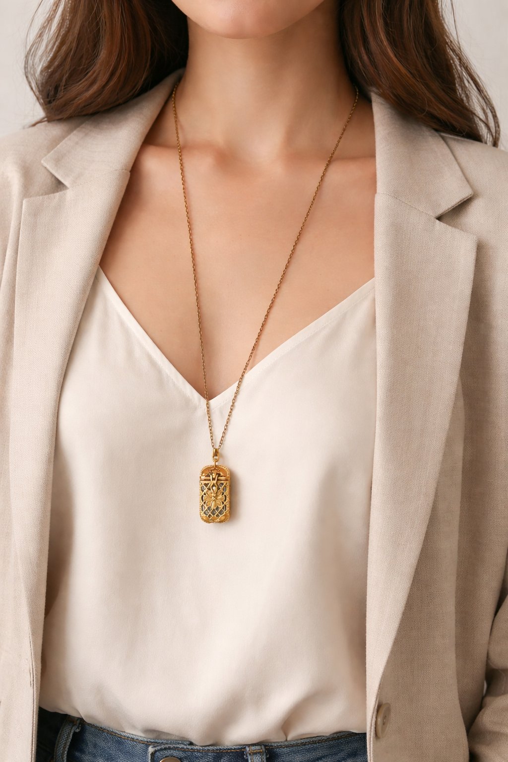 🔥 Last Day 50% OFF – Brass Locket Necklace with 22 Miniature Tarot Cards, 30" Adjustable Chain