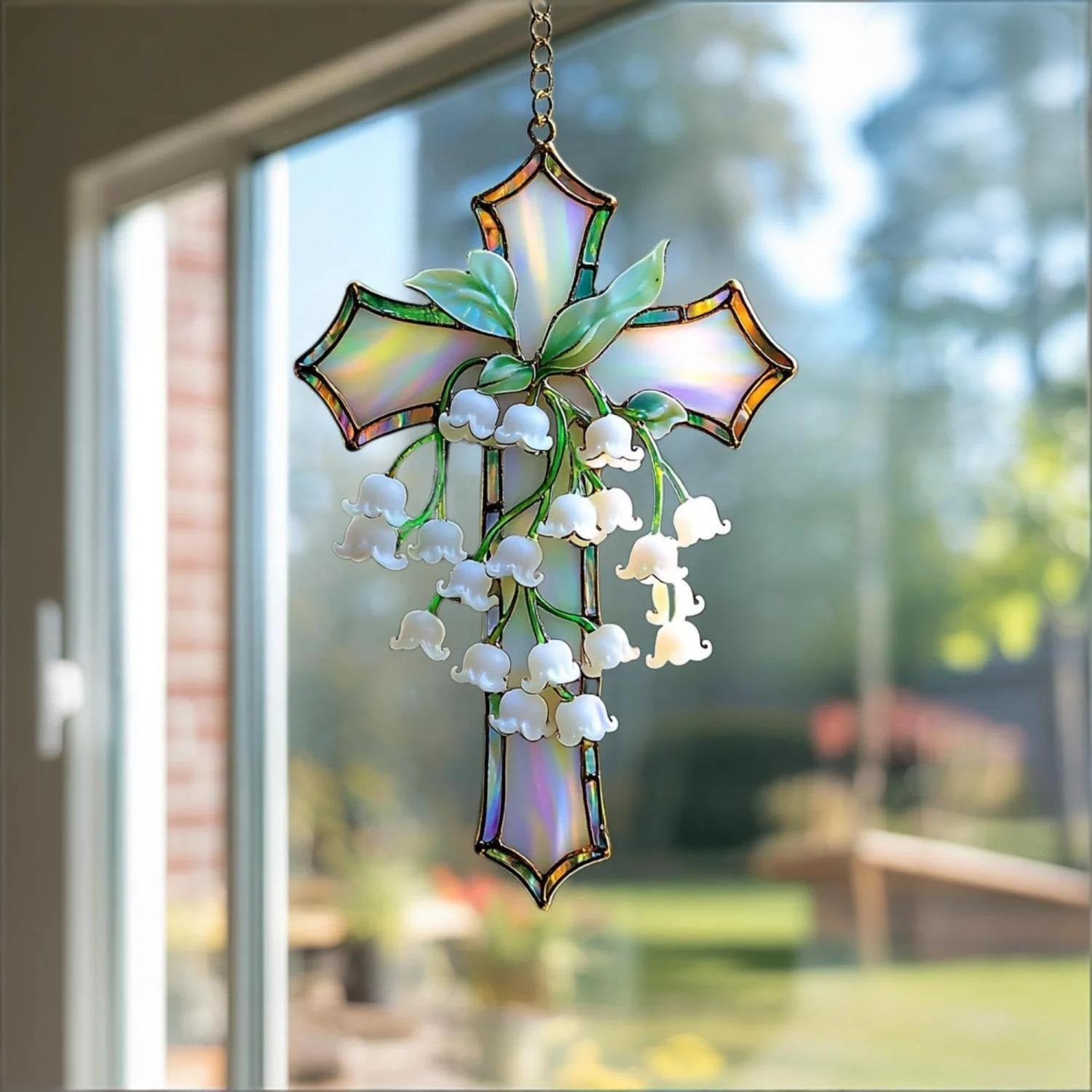 🔥Last Day 49% OFF - Hand-Painted Lily of the Valley Cross Pendant