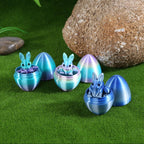 SHUWND 6PCS Set 3D Printed Bunny with Easter Egg, Mini Easter Eggs Fidget Toy 3D Articulated Crystal Bunny Eggs Mystery Egg Easter Basket Stuffers Surprise 3D Printed Animals Toy Set