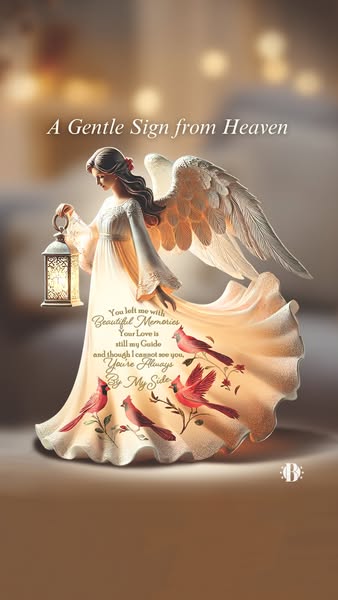A Gentle Sign from Heaven: Memorial Angel Figurine with Cardinals