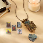 🔥 Last Day 50% OFF – Brass Locket Necklace with 22 Miniature Tarot Cards, 30" Adjustable Chain