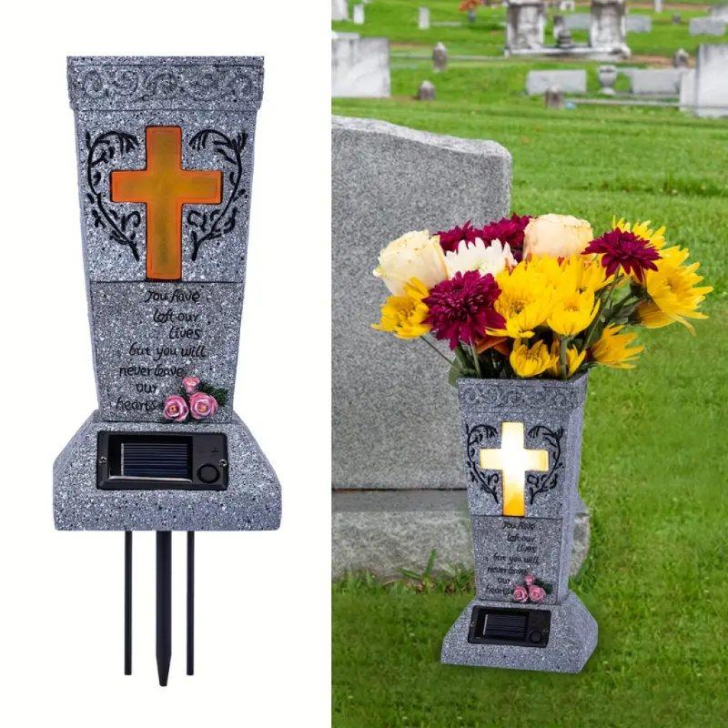✨2026 Spring Special Offer 49% OFF💐🕯️Solar-powered Cross Angel Flowerpot Cemetery Vase