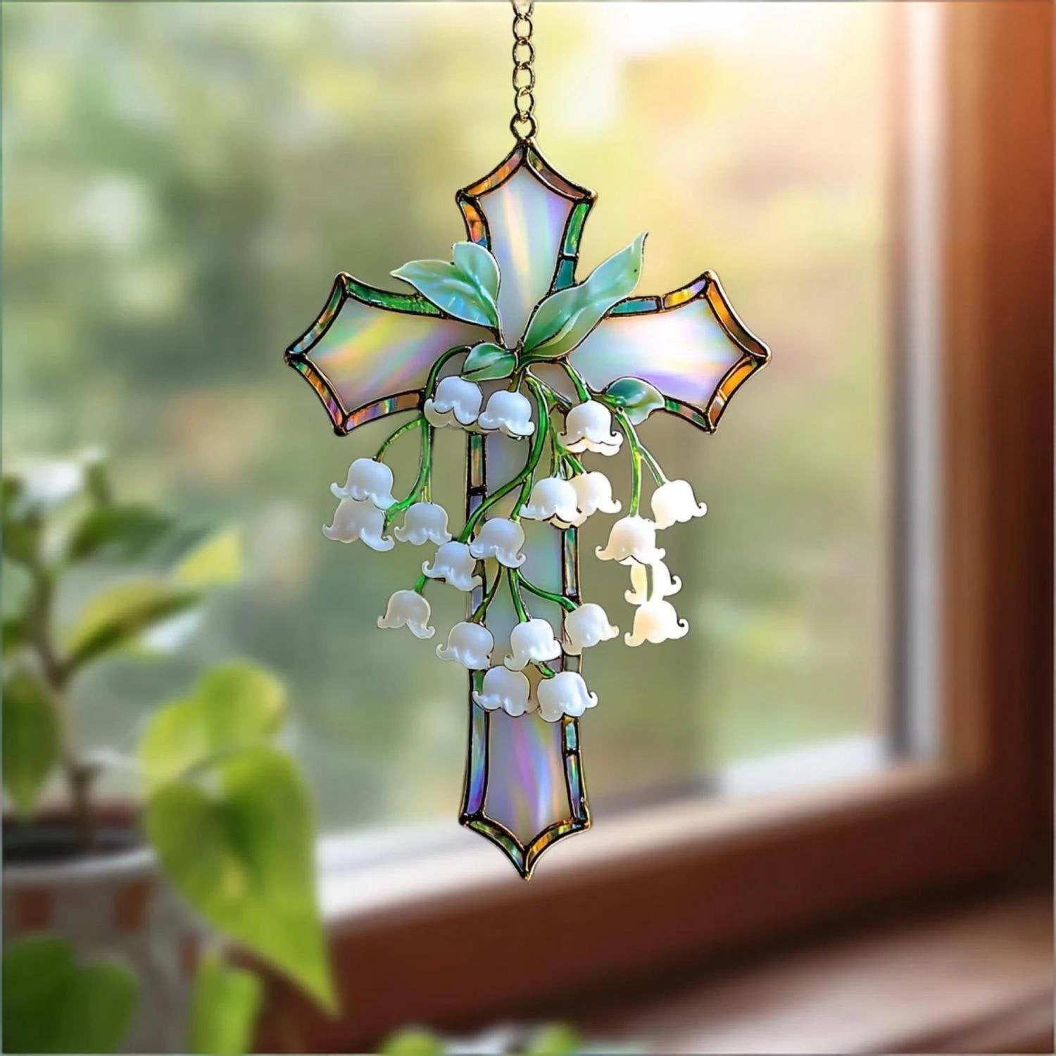🔥Last Day 49% OFF - Hand-Painted Lily of the Valley Cross Pendant