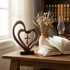 Marriage Takes Three – Entwined Heart & Cross Christian Wedding Sculpture