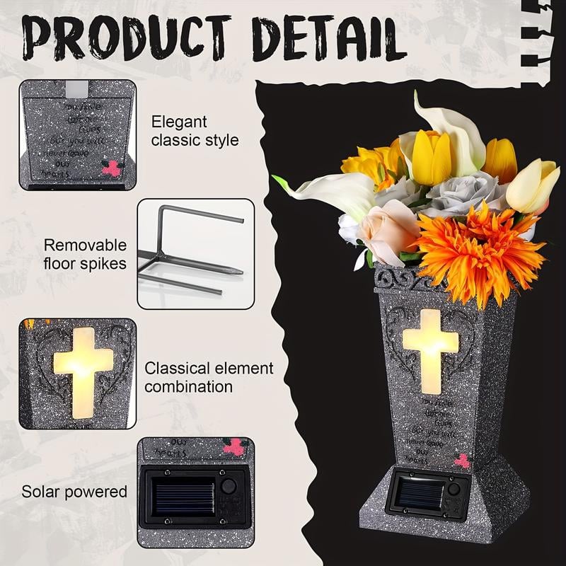 ✨2026 Spring Special Offer 49% OFF💐🕯️Solar-powered Cross Angel Flowerpot Cemetery Vase
