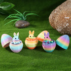 SHUWND 6PCS Set 3D Printed Bunny with Easter Egg, Mini Easter Eggs Fidget Toy 3D Articulated Crystal Bunny Eggs Mystery Egg Easter Basket Stuffers Surprise 3D Printed Animals Toy Set