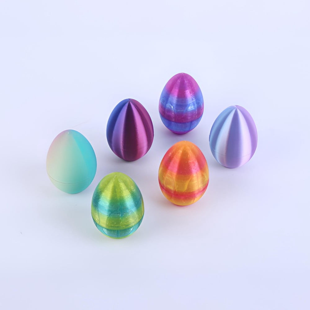 SHUWND 6PCS Set 3D Printed Bunny with Easter Egg, Mini Easter Eggs Fidget Toy 3D Articulated Crystal Bunny Eggs Mystery Egg Easter Basket Stuffers Surprise 3D Printed Animals Toy Set