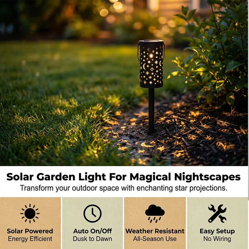 Solar Garden Stake Lights with Star & Moon Projection
