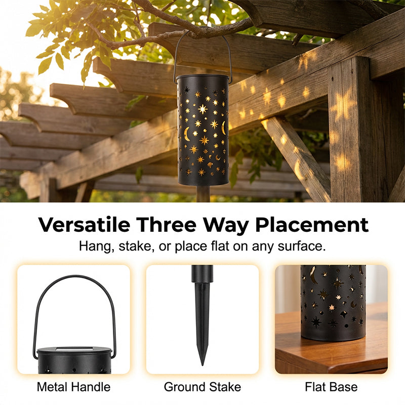 Solar Garden Stake Lights with Star & Moon Projection