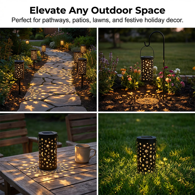Solar Garden Stake Lights with Star & Moon Projection